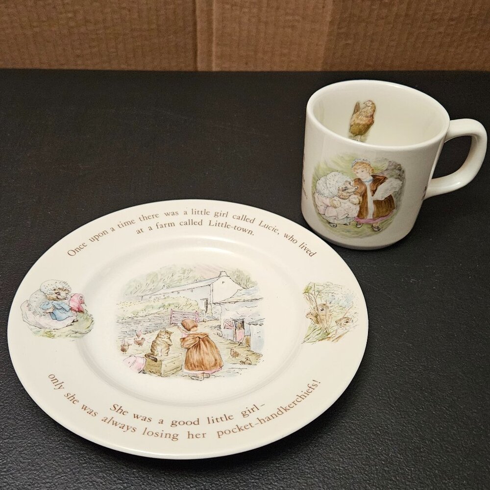 Wedgwood Beatrix Potter Mrs. Tiggy-Winkle Plate and Cup